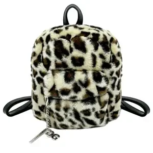 GILDA PARIS Leopard Print Faux Fur Mini Backpack with branded pendants New Juicy Couture Warm Up Pink Snow Leopard Fluffy Faux Fur  main image 4